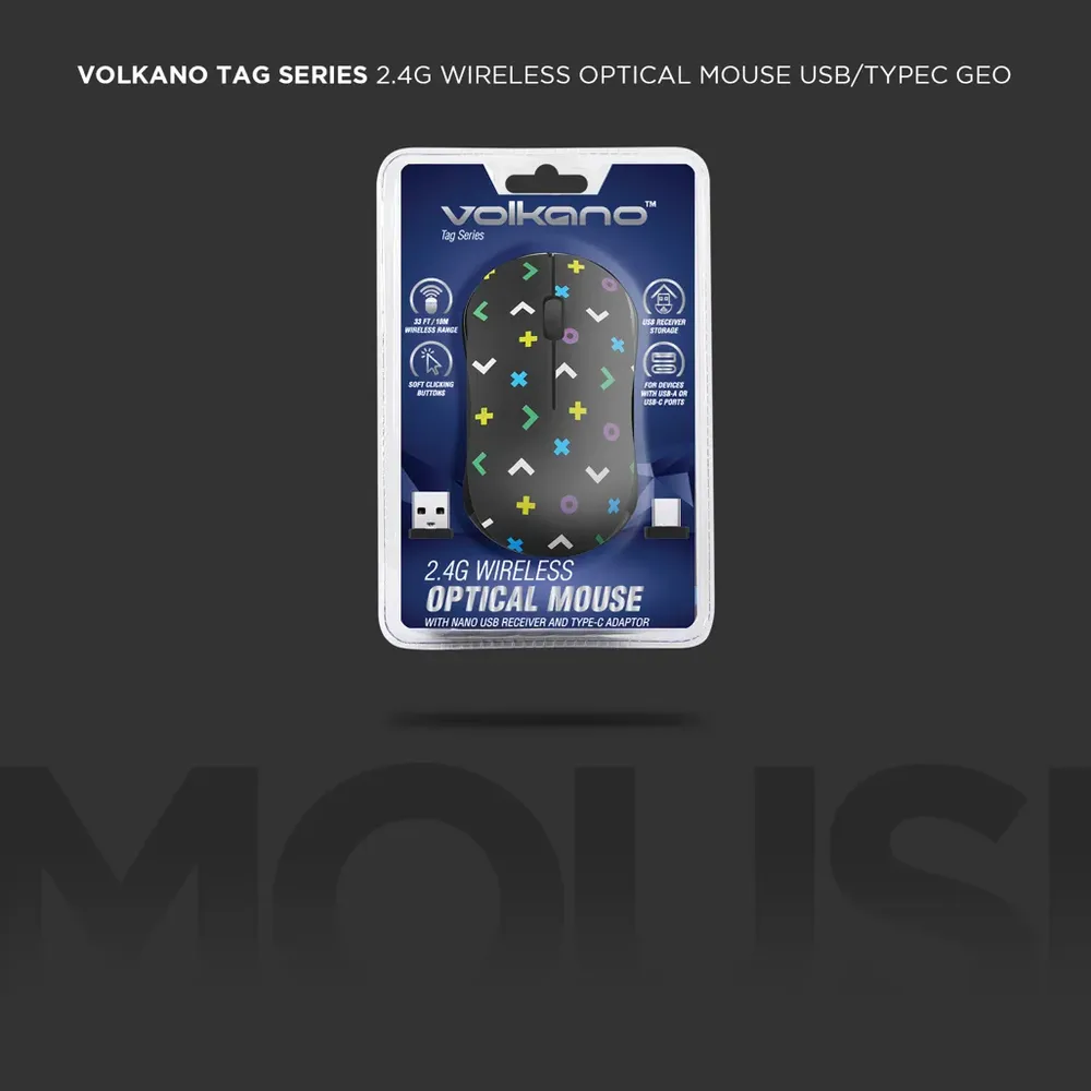 Volkano Tag Series 2.4G Wireless Optical MouseUSB/TypeC Geo - Image 4