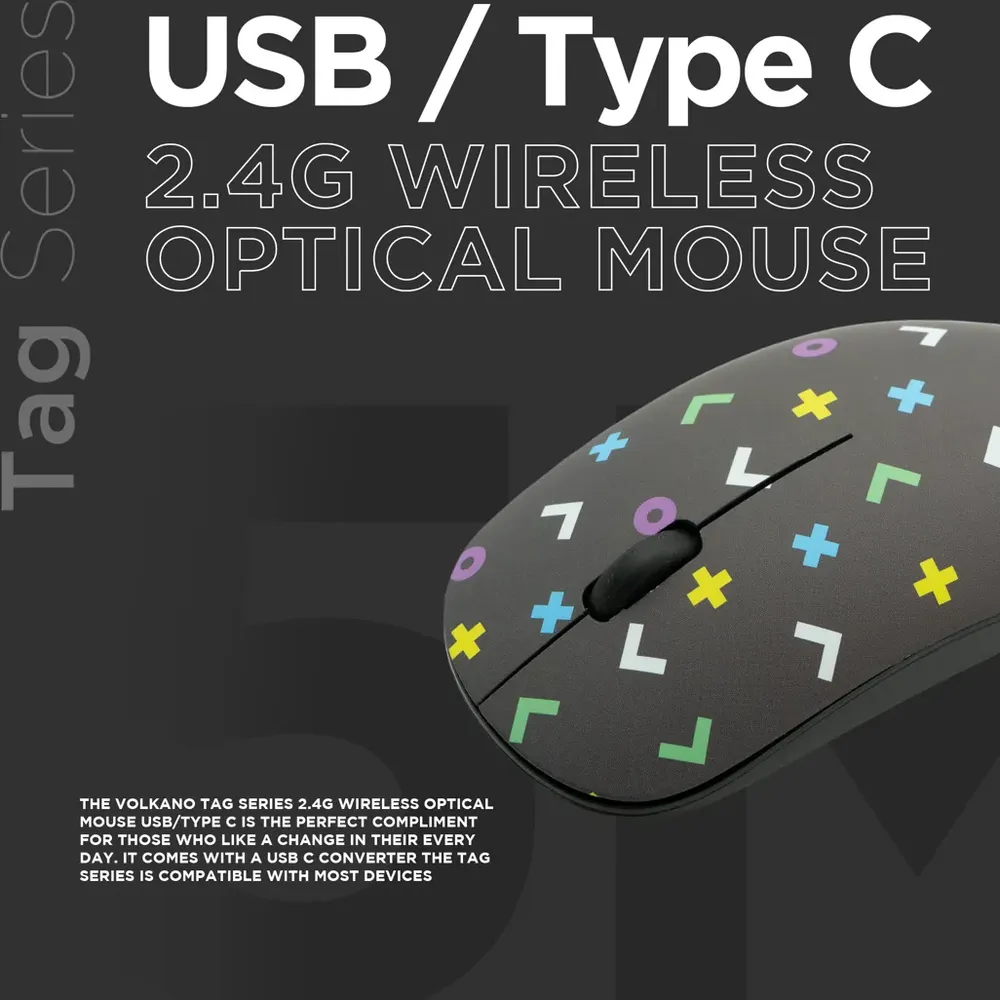 Volkano Tag Series 2.4G Wireless Optical MouseUSB/TypeC Geo - Image 5